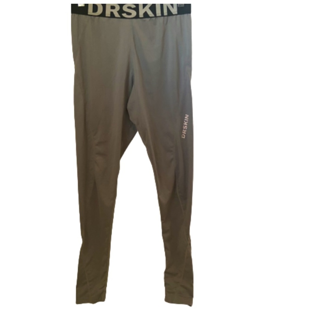 DRSKIN Mens Leggings Medium Gray Compression Base Layer Athletic Run S…
